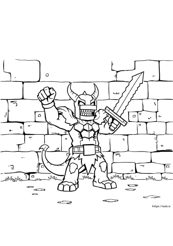 Fighting Herobrine Coloring Pages