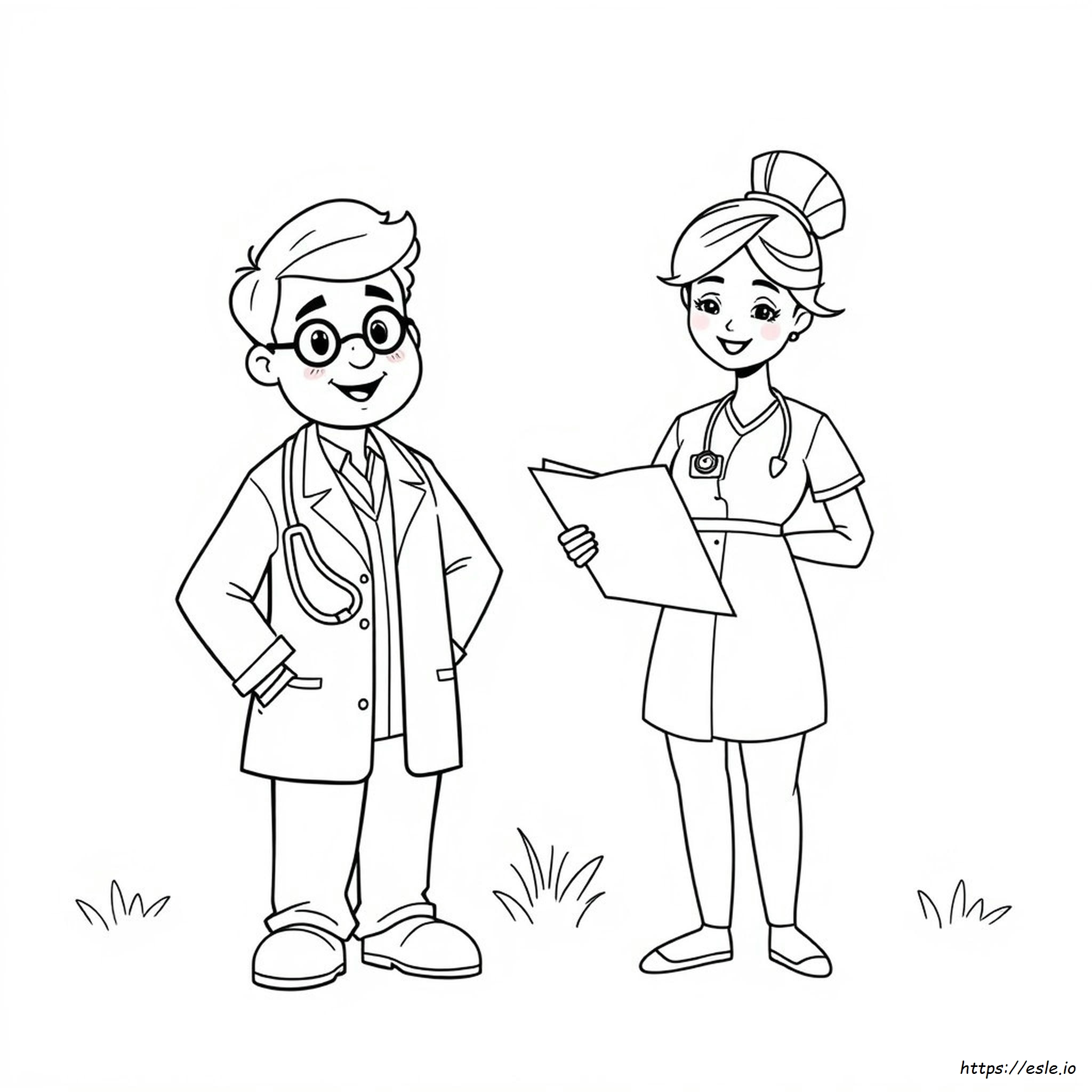 Doctor And Nurse Coloring Page - Free Printable