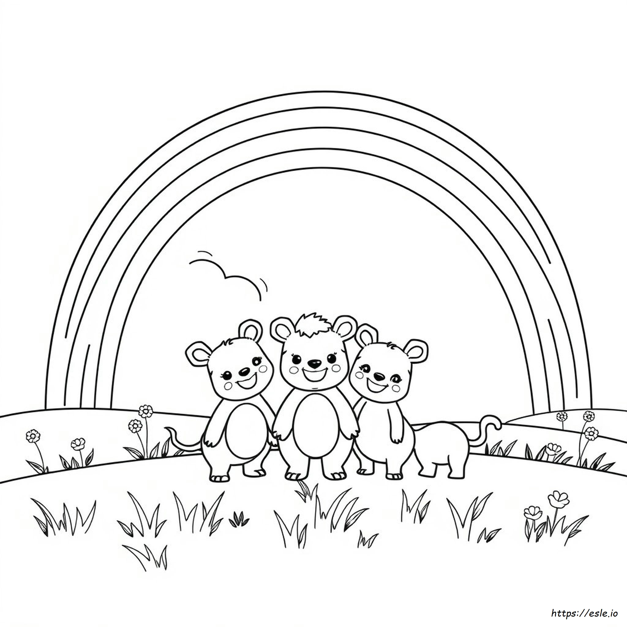 Blue Rainbow Friends Coloring Page - Free Printable