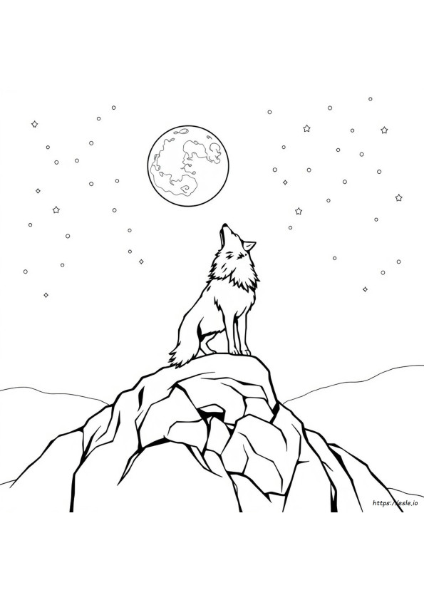 Wolf Howling At Moon Coloring Page