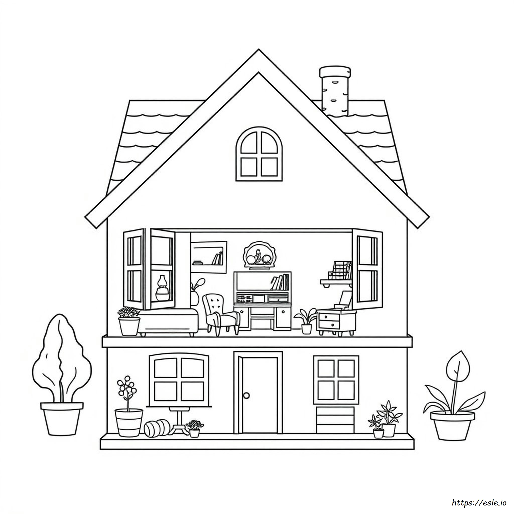 Dollhouse Coloring Page - Free Printable