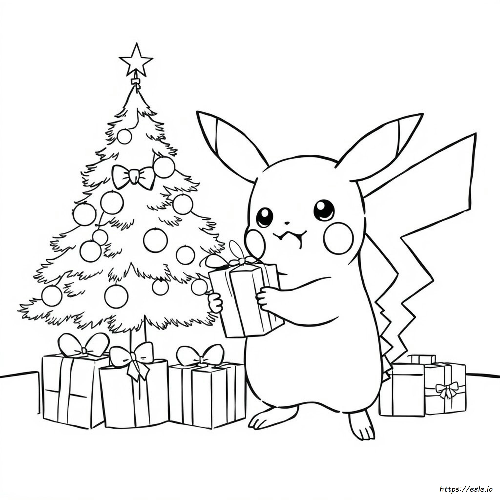 Páginas Para Colorear De Pikachu Navideño Para Imprimir