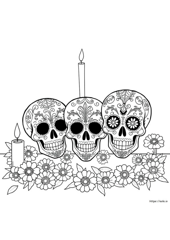 Sugar Skull Mask Coloring Pages