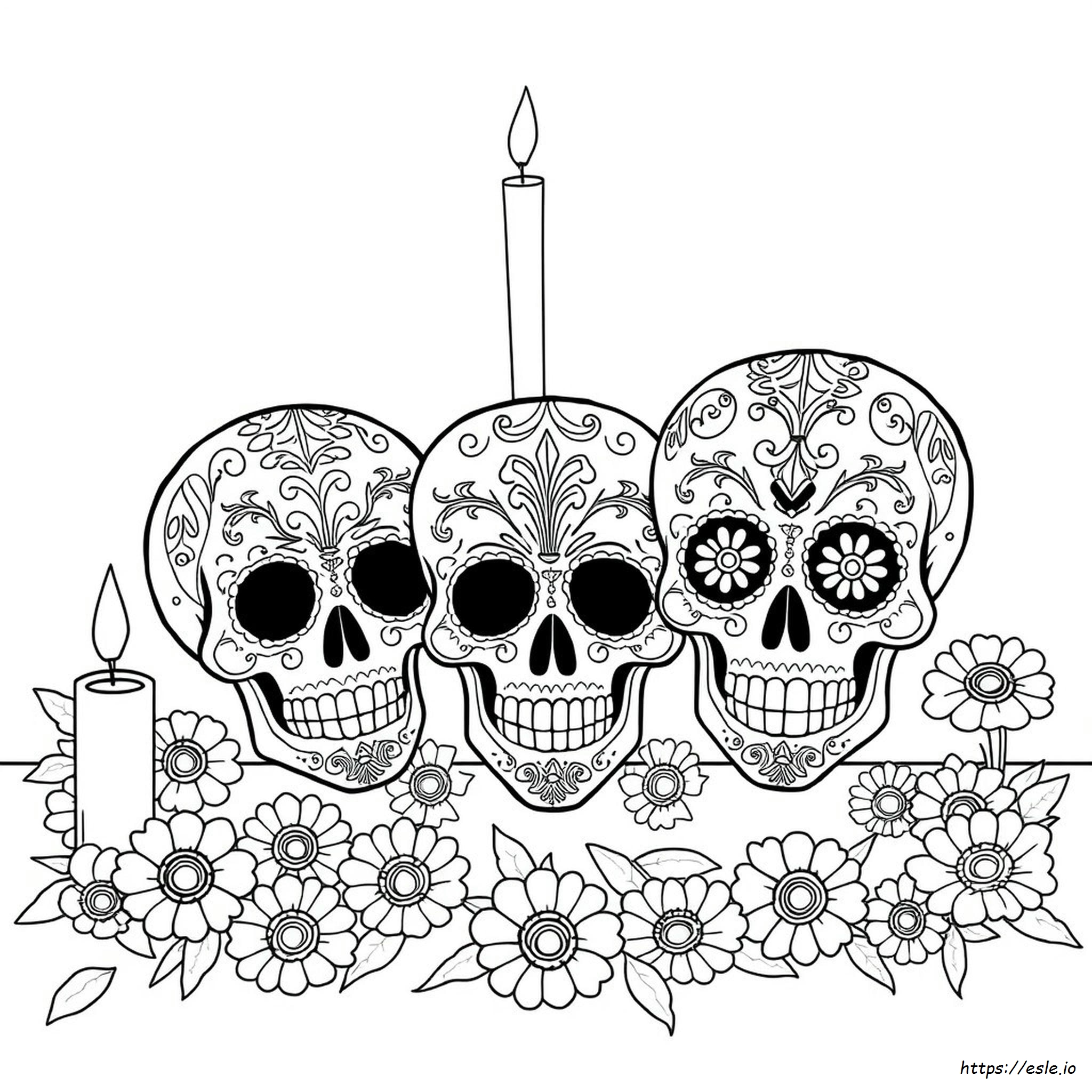 Sugar Skull Mask Coloring Pages