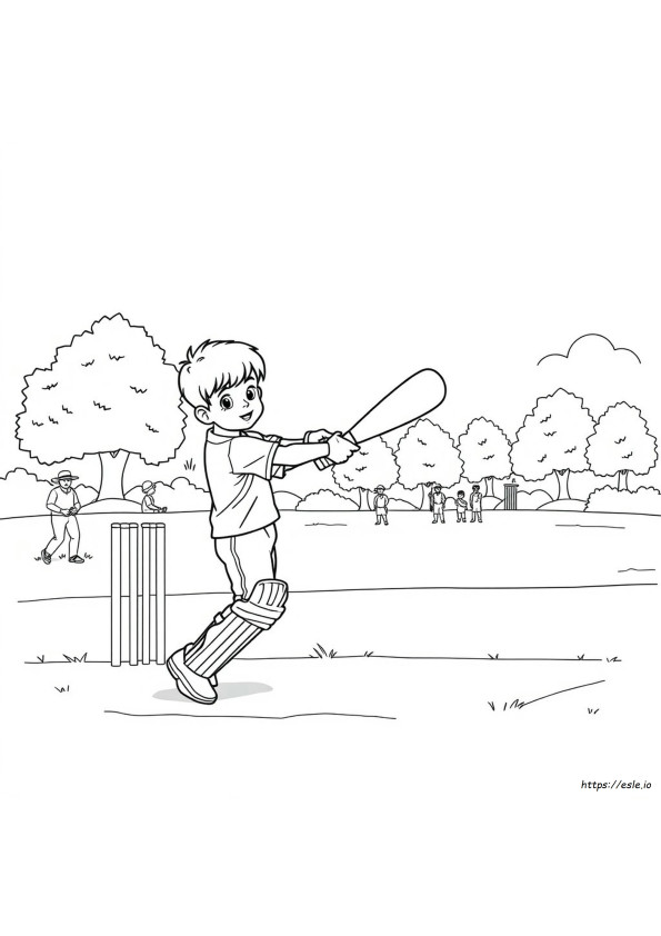 Playing Cricket Coloring Pages