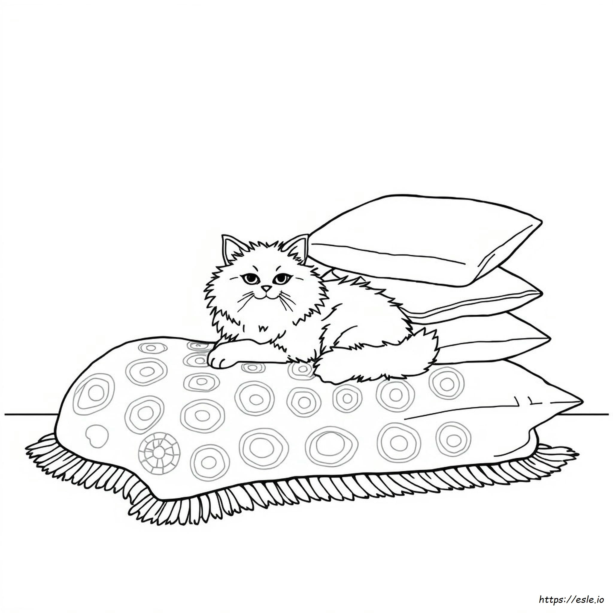 Coloriage Coussin Chat