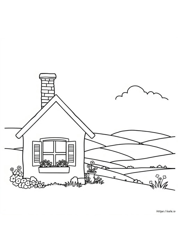 House Colouring Template