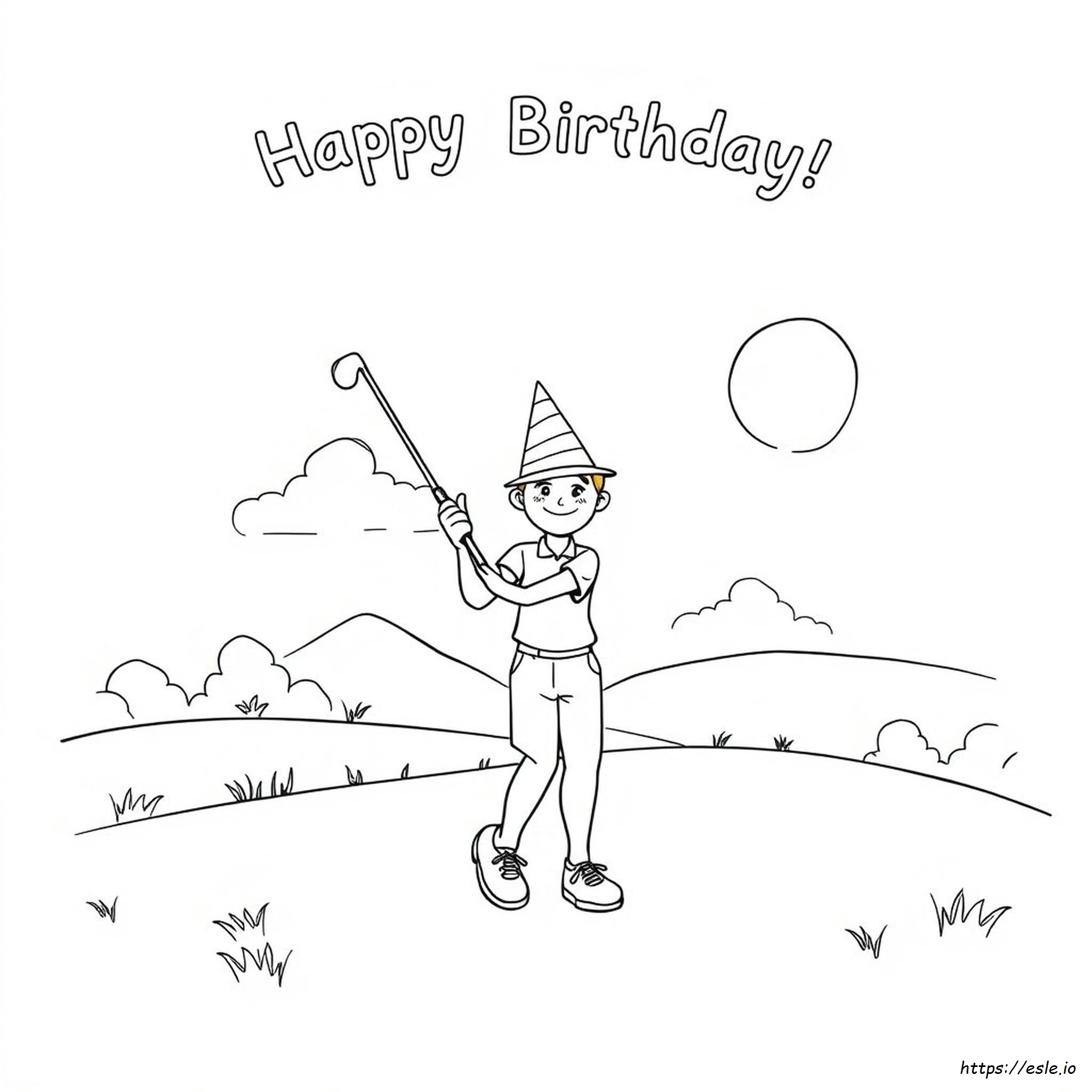 Golf Coloring Page Birthday - Free Printable