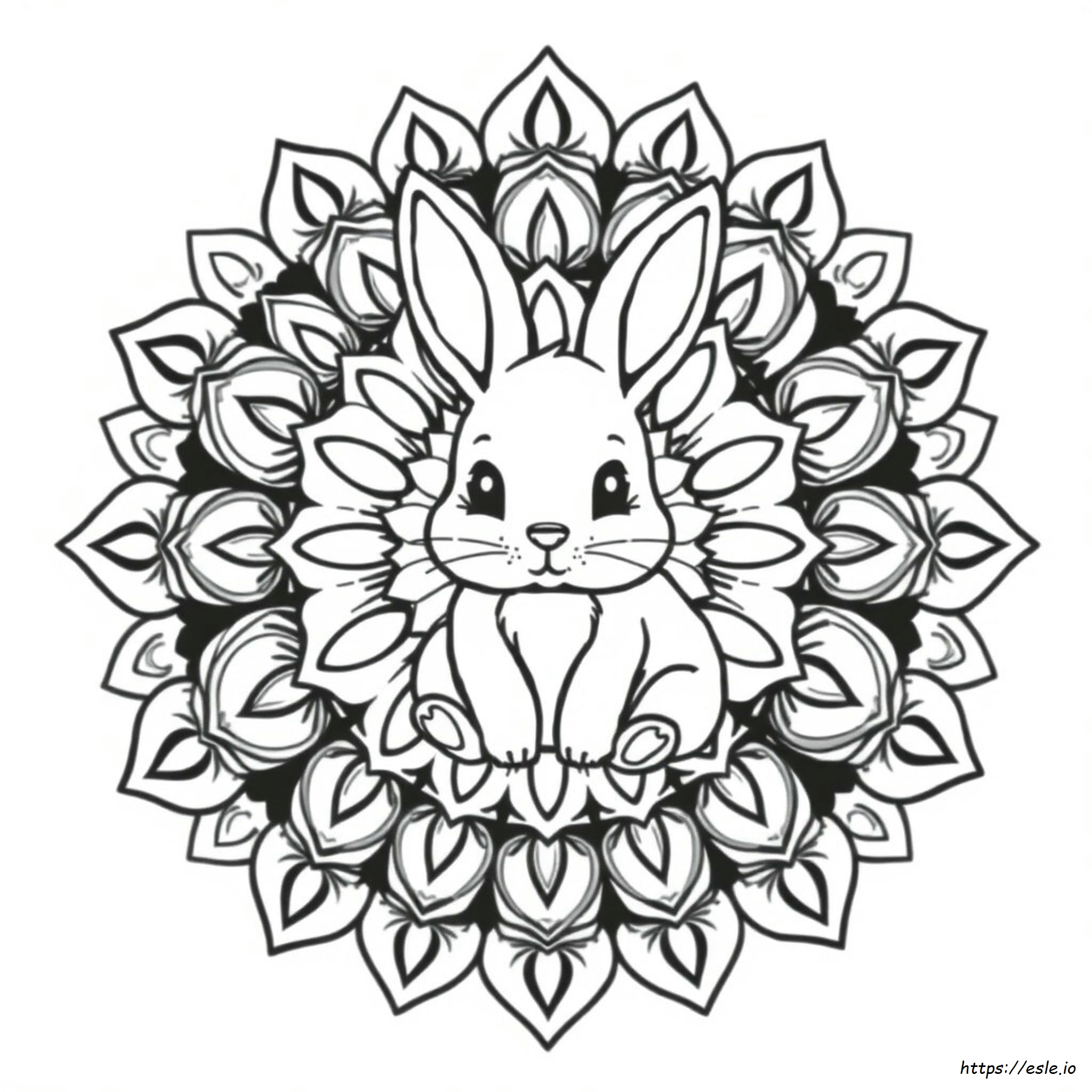 Lindo Conejito Mandala Para Colorear