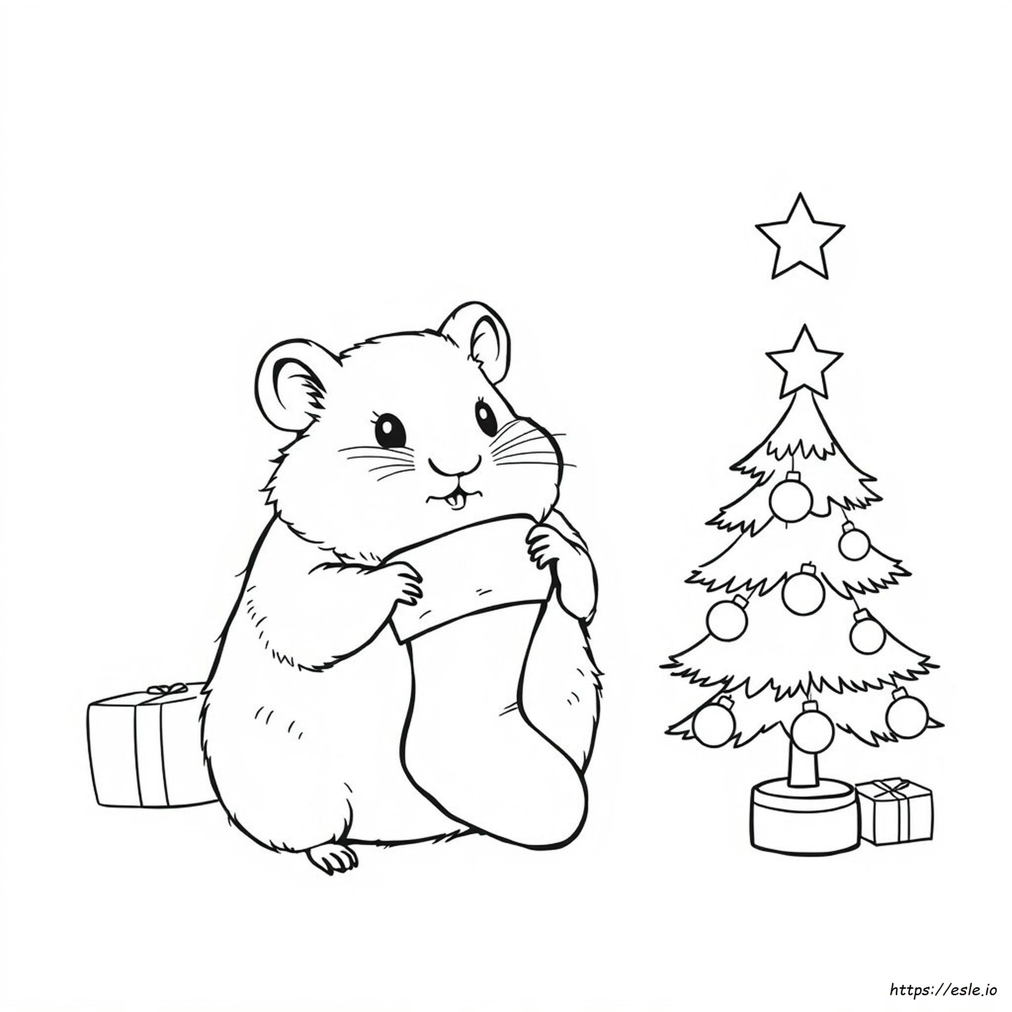 Christmas Hamster Coloring Pages