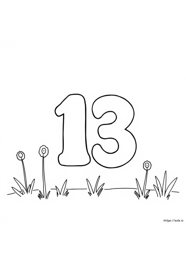 Number 13 Coloring Sheet