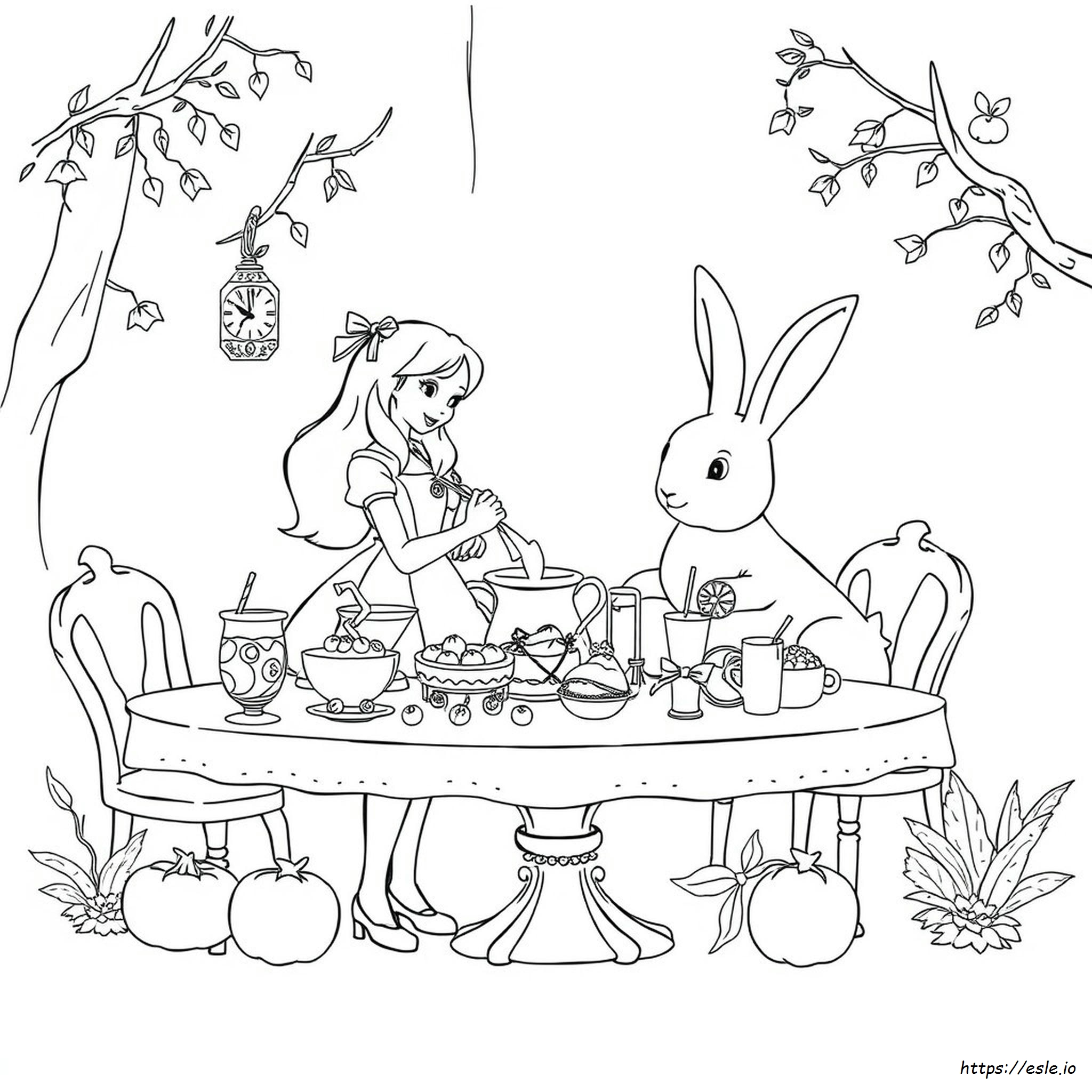 Alice Im Wunderland Anime Ausmalbild - Kostenlos Zum Ausdrucken