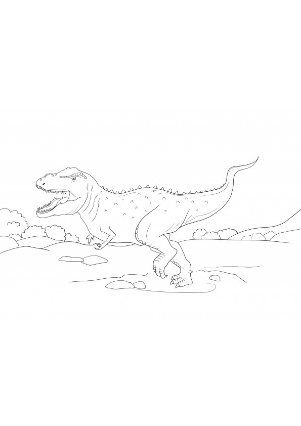 Parque Jurásico T-rex rugiendo imprimible gratis para colorear fácilmente para niños