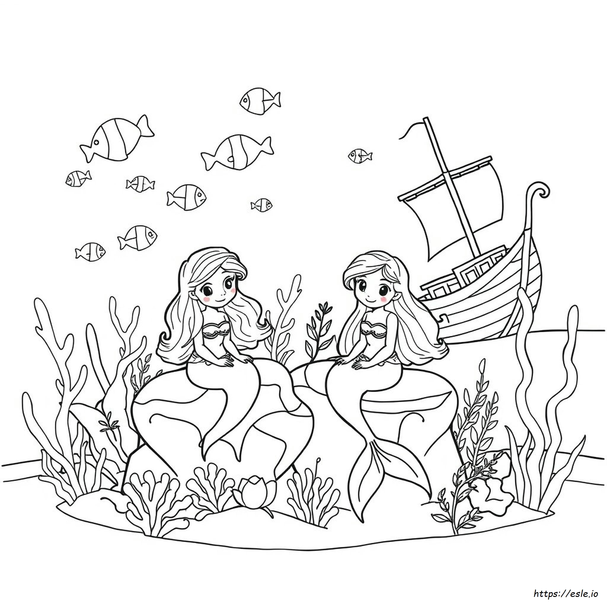 Cute Mermaid Colouring Page - Free Printable PDF
