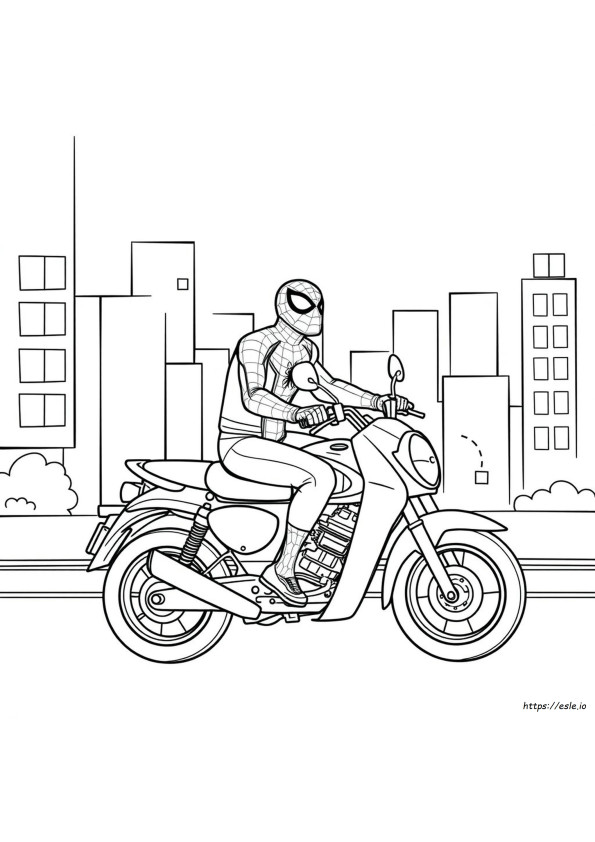 Planșe De Colorat Spider-Man Pe Motocicletă