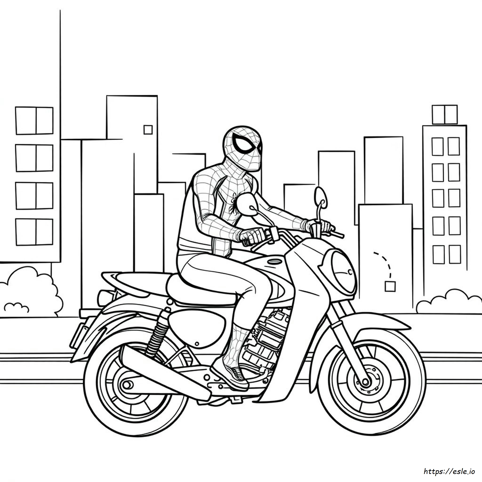 Spider Man On Motorbike Colouring Pages