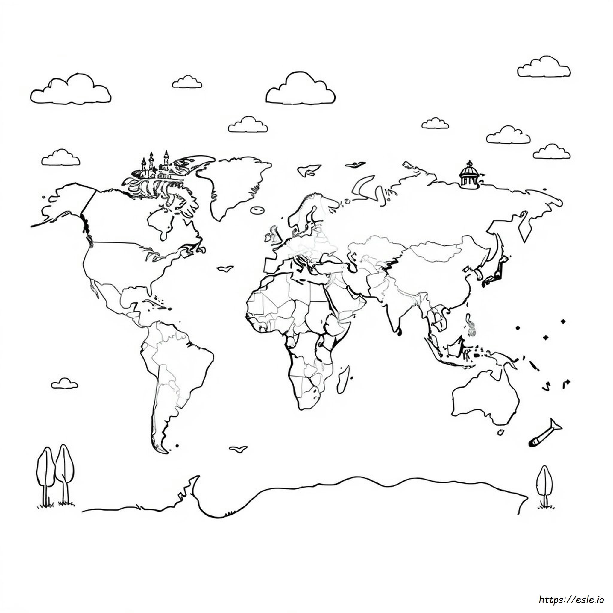 Map Of The World Coloring Sheet