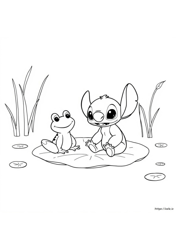 Stitch Con La Rana Da Colorare