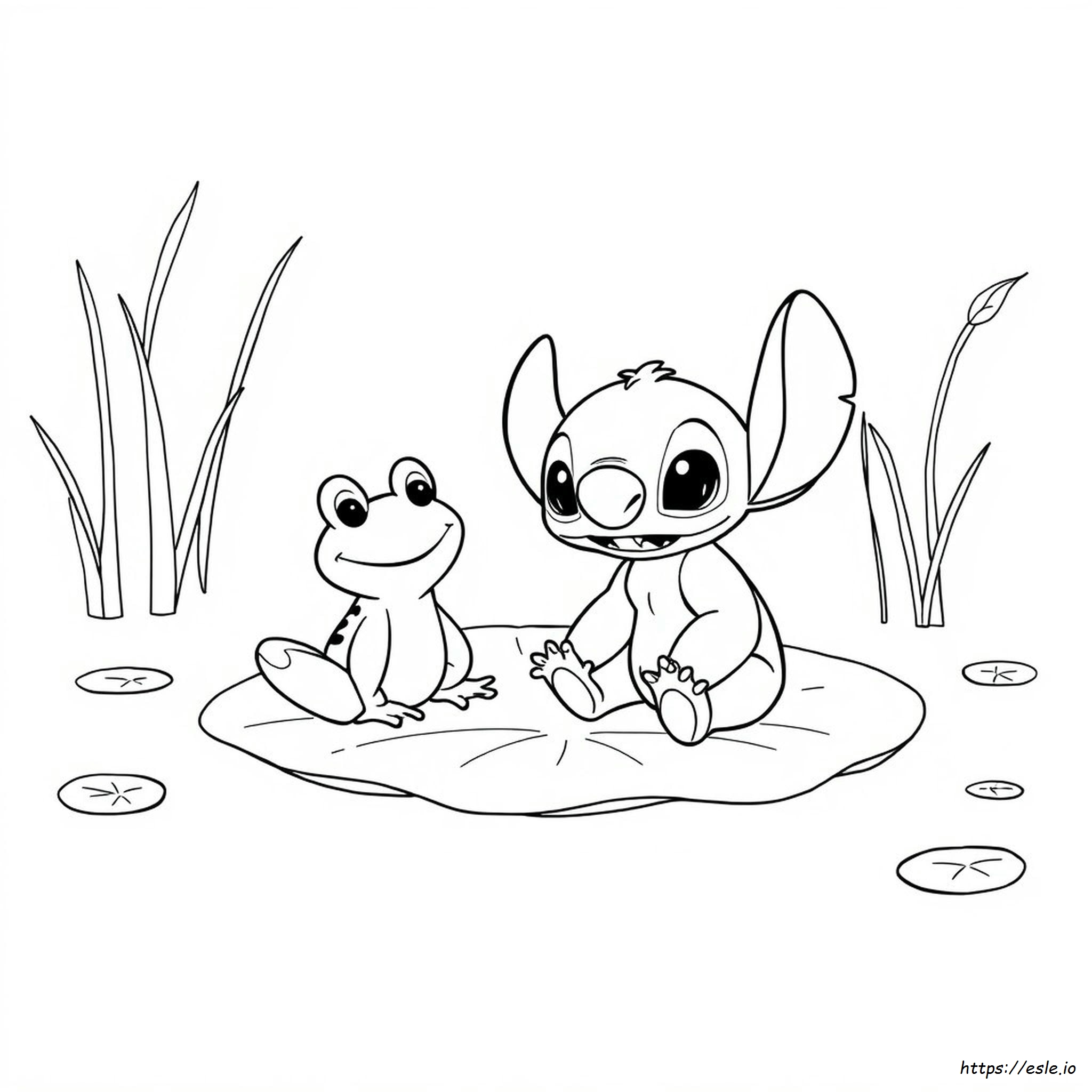 Stitch Dengan Katak Halaman Mewarnai