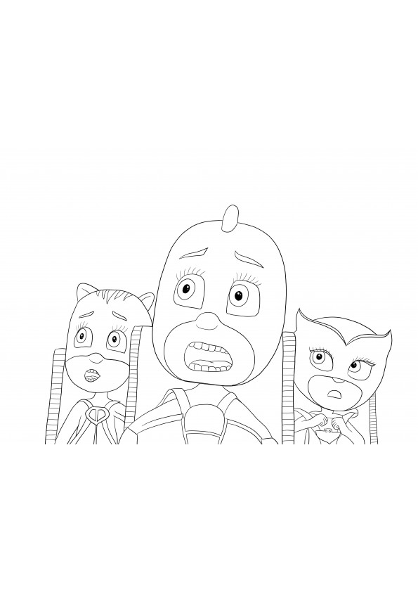 Owlette-Gekko and Catboy coloring page free to download for kids