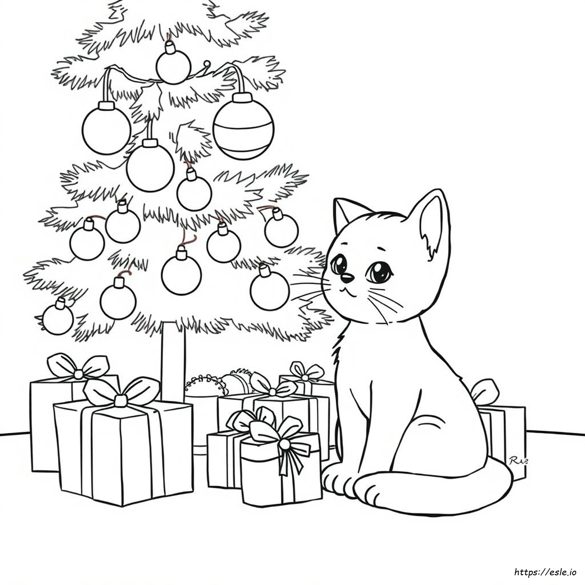 Christmas Kitty Colouring Pages - Free Printable