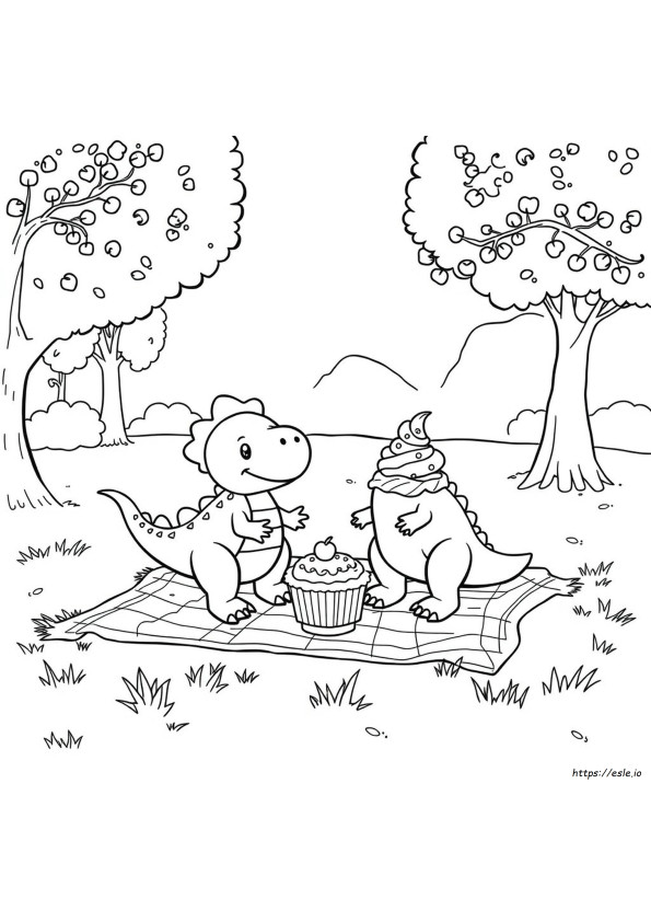 Cupcake And Dino Coloring Pages