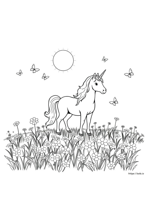Summer Unicorn Coloring Page