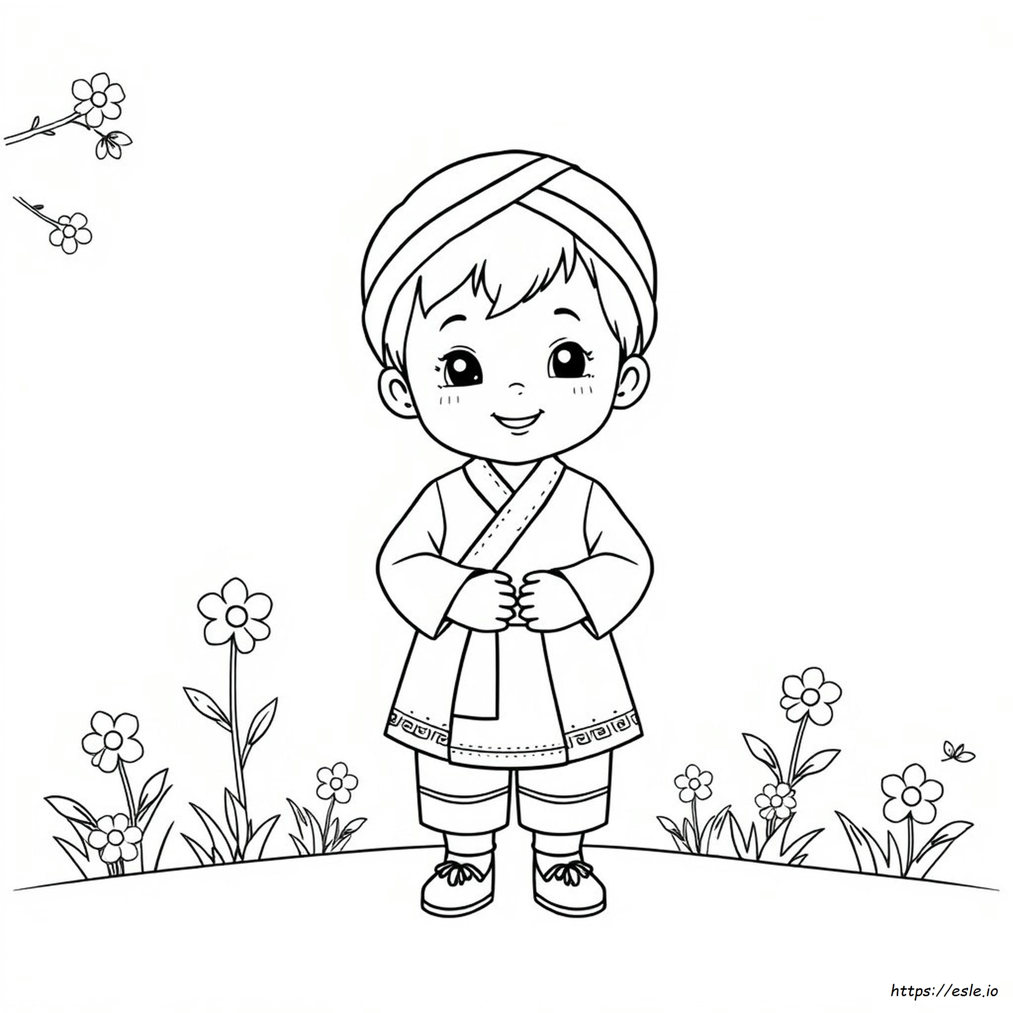 Preschooler Traditional Clothing Coloring Pages