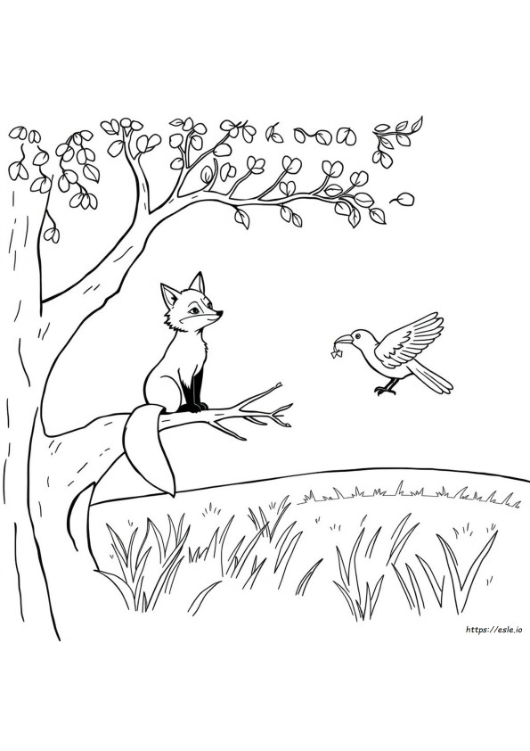 The Fox And The Crow Coloring Pages