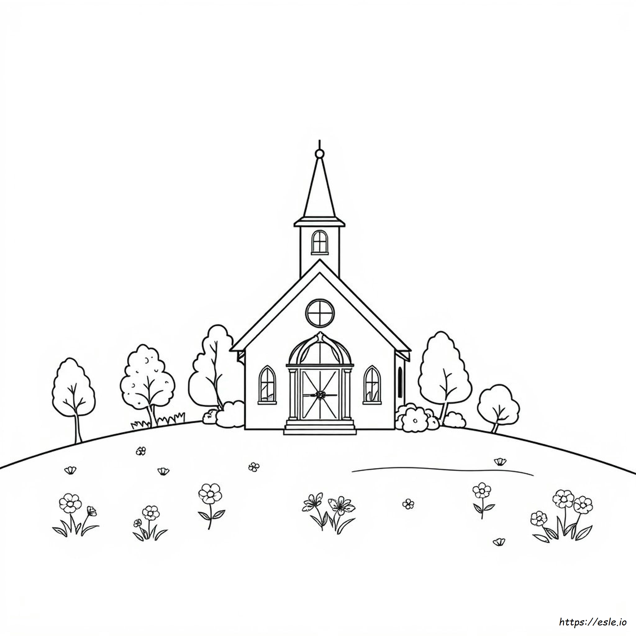 Church Coloring Page - Free Printable PDF