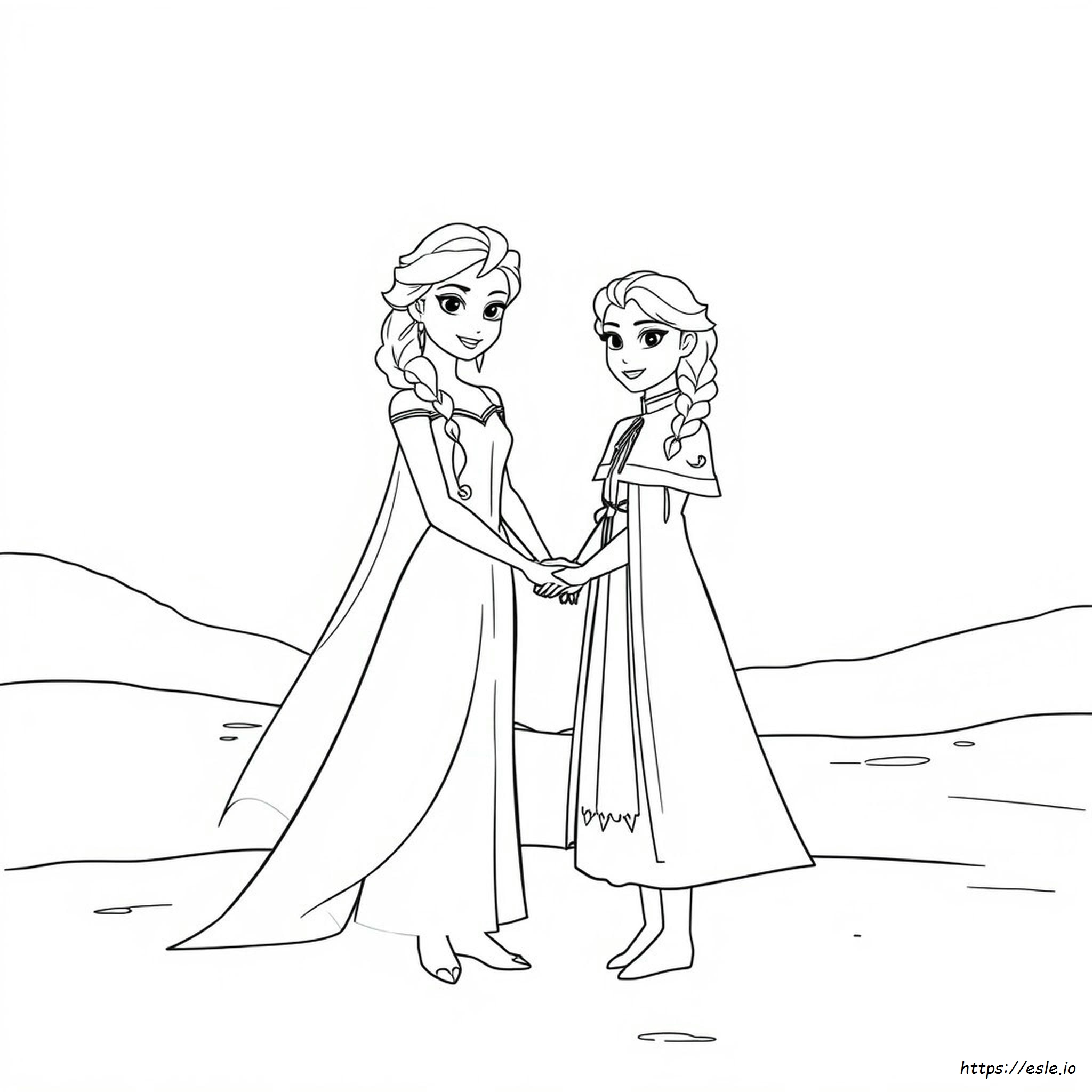 Elsa And Anna Colouring Sheet - Free Printable