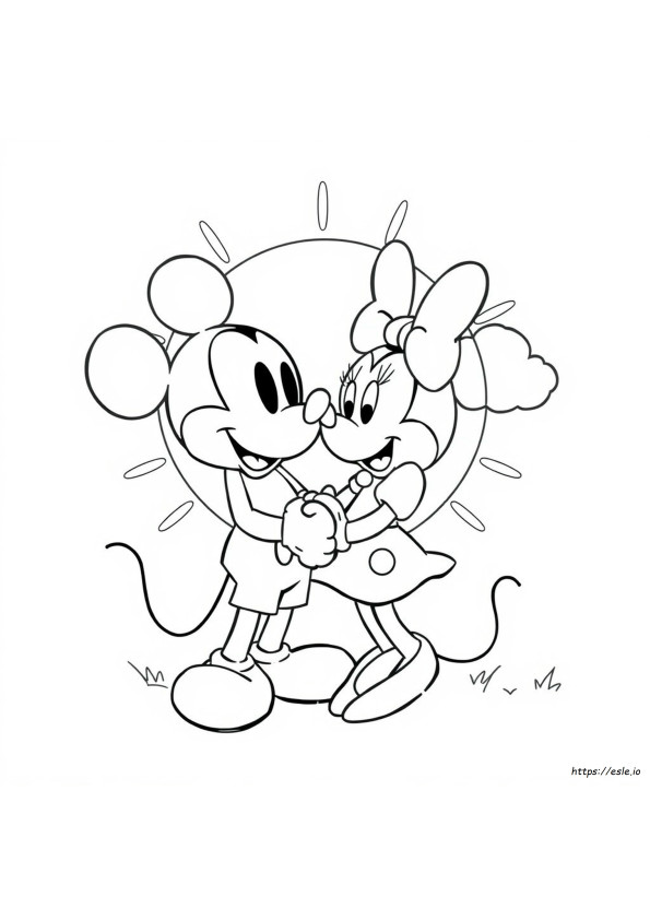 Mickey And Minnie Mouse In Love Coloring Pages