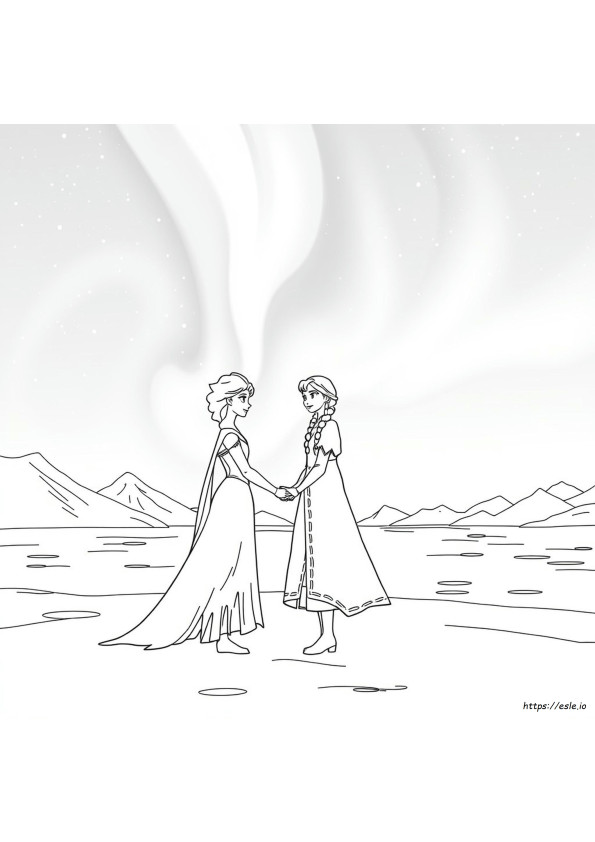 Elsa And Anna Sketch For Colouring