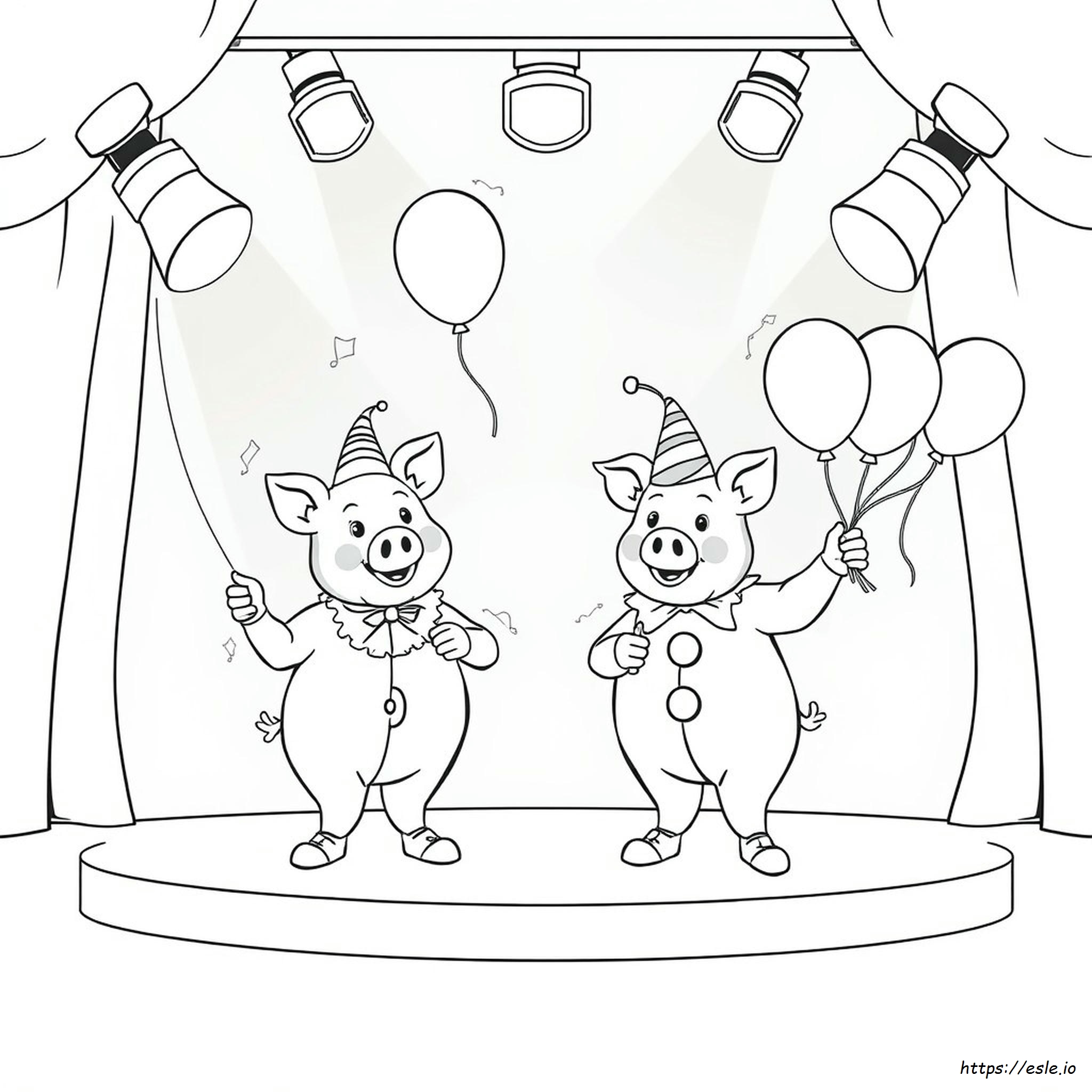Clowny Piggy Coloring Pages for Kids