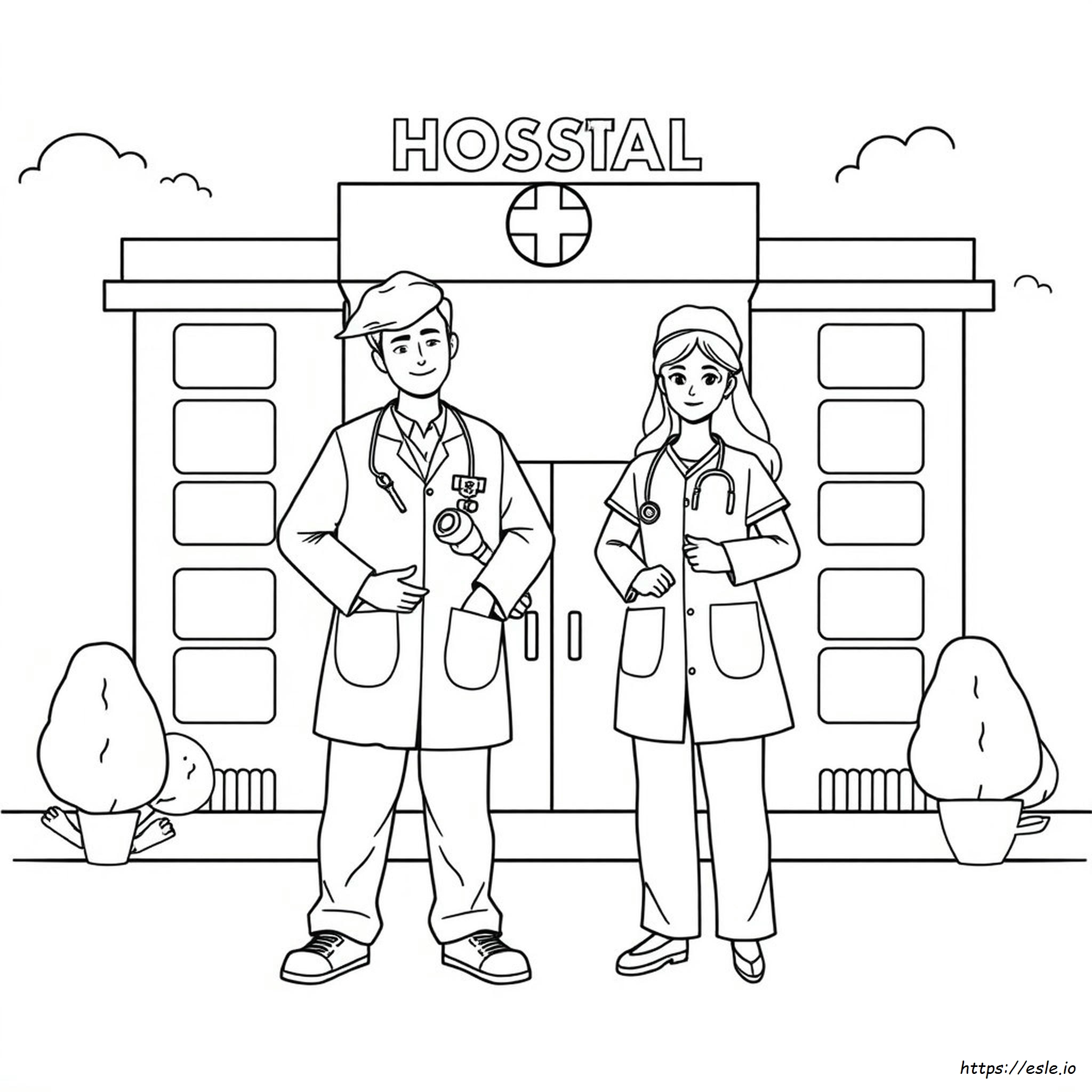Doctor And Nurse Coloring Page - Free Printable