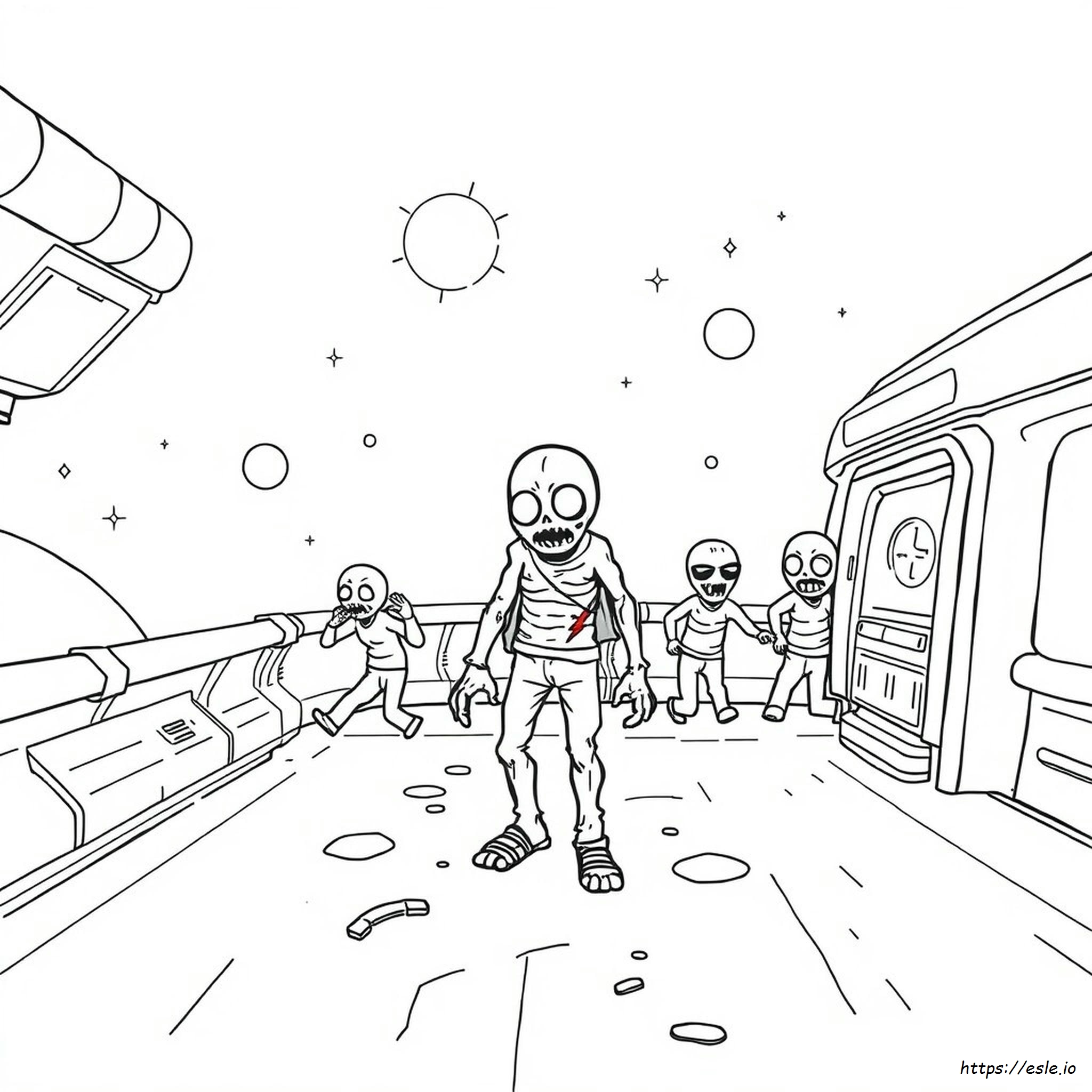 Among Us Zombie Coloring Pages