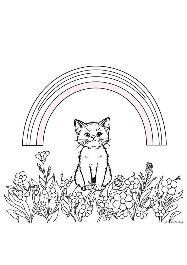 Rainbow Kitten Coloring Page