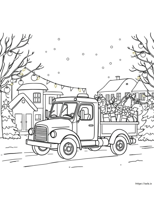 Christmas Truck Coloring Sheet