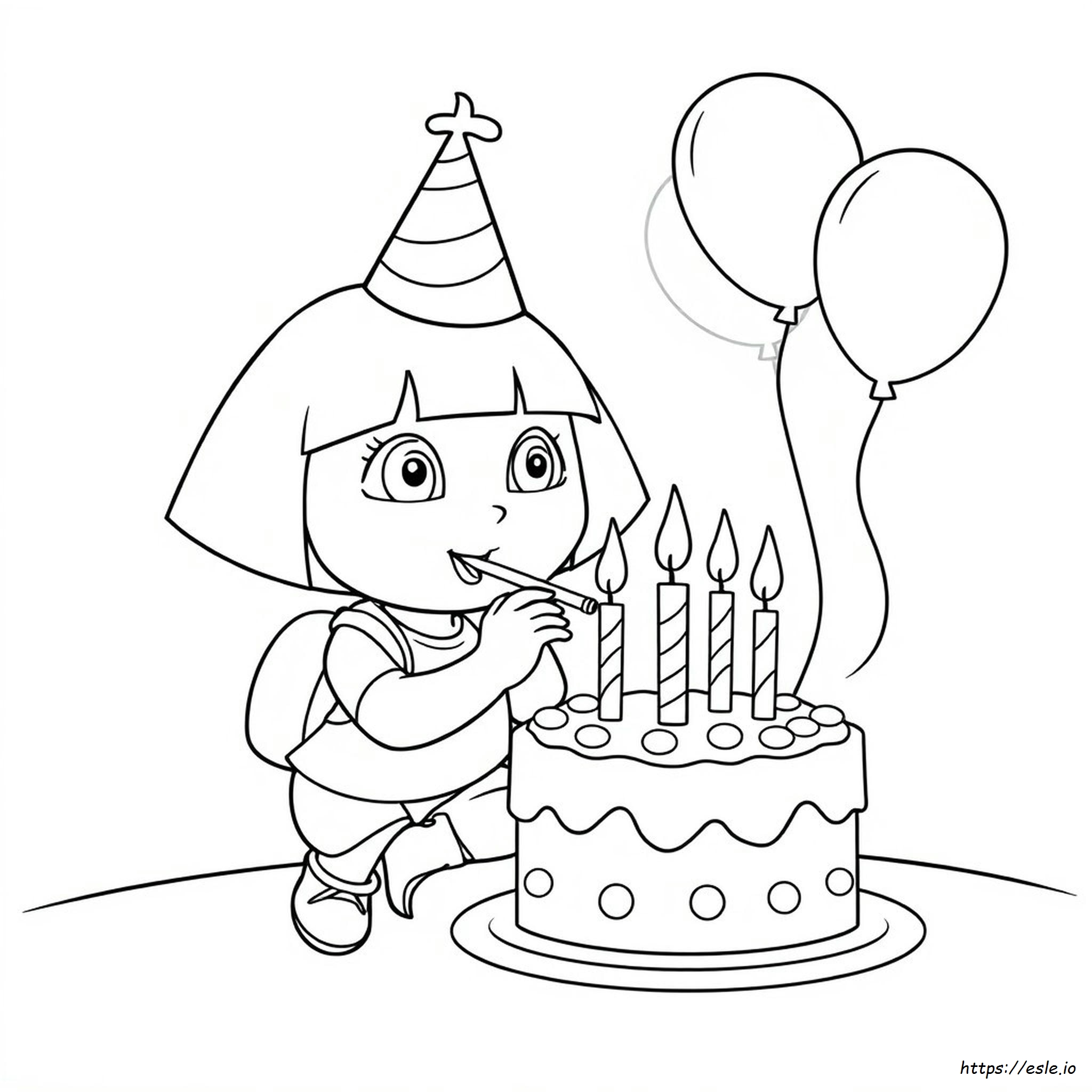 Dora Alles Gute Zum Geburtstag Ausmalbild - Kostenlos