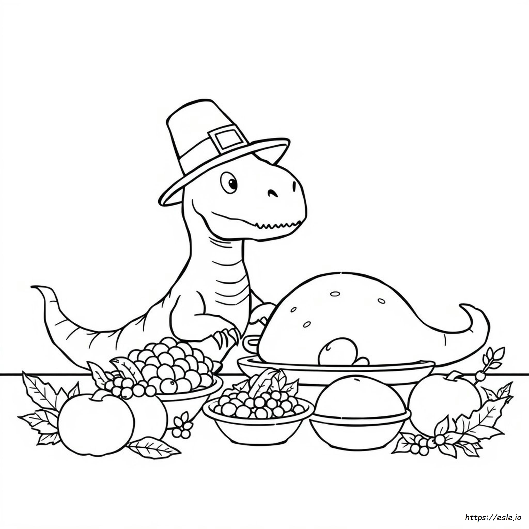 Thanksgiving Dinosaur Coloring Page - Free Printable