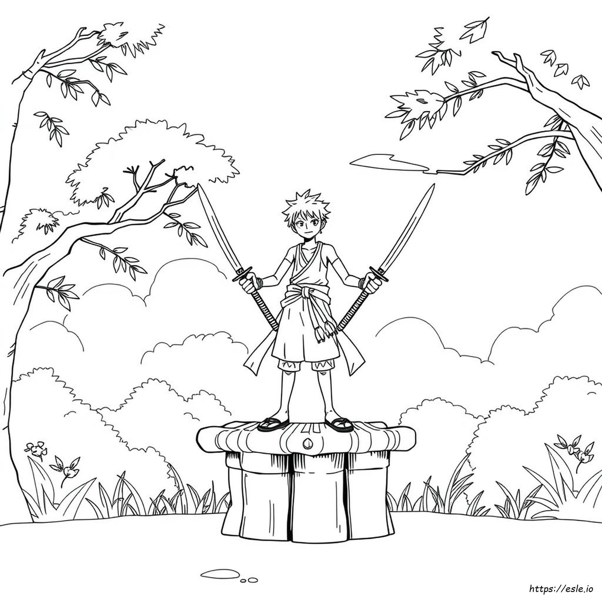 Zoro Anime Coloring Page - Free Printable