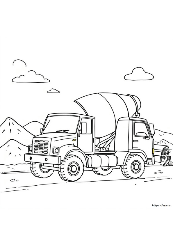 Concrete Mixer Truck Coloring Page