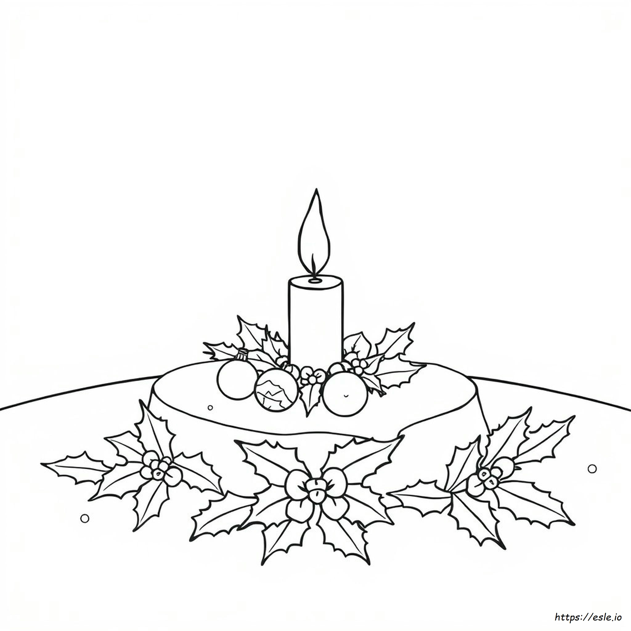 Christmas Candle For Coloring - Free Printable Page