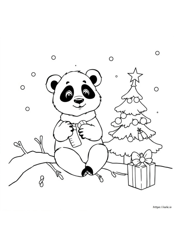 Weihnachts-Panda Ausmalbilder