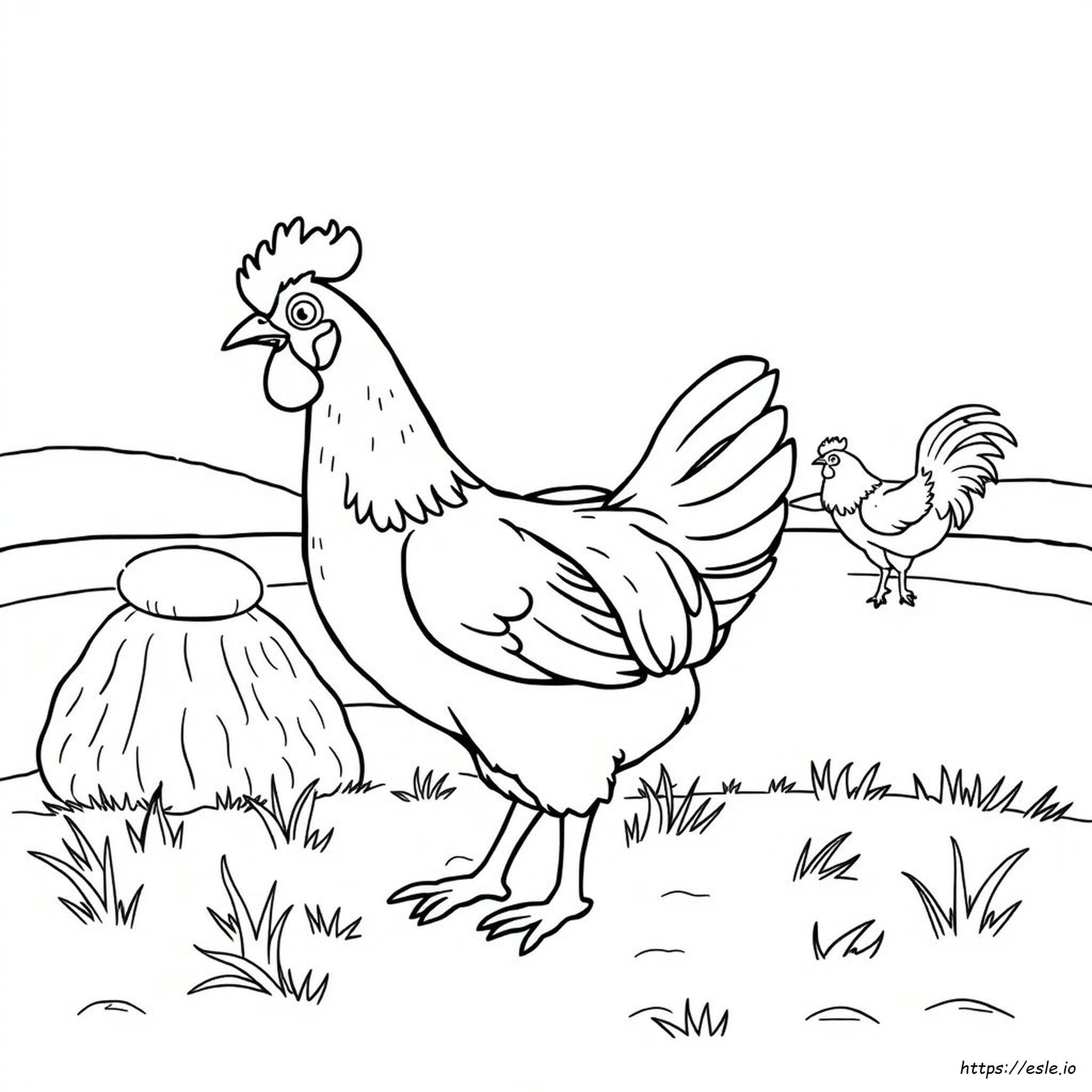 Easy Chicken Coloring Page - Free Printable PDF