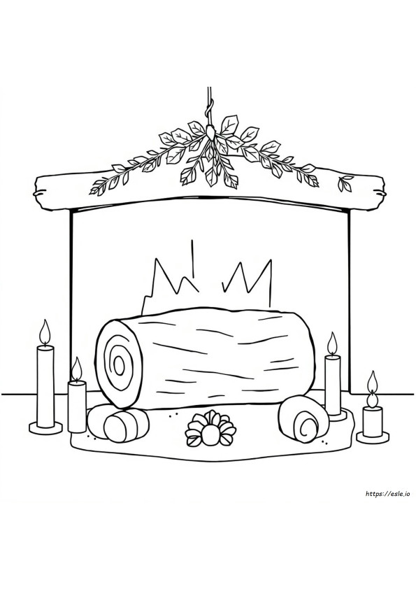 Yule Log Coloring Page