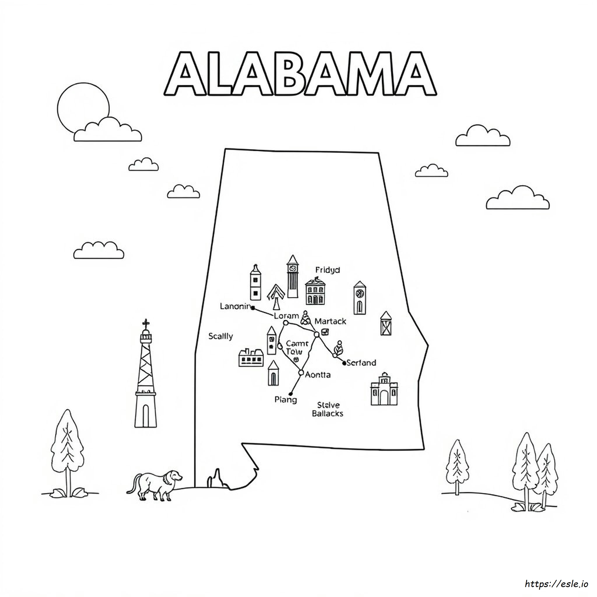 Alabama Coloring Page - Free Printable