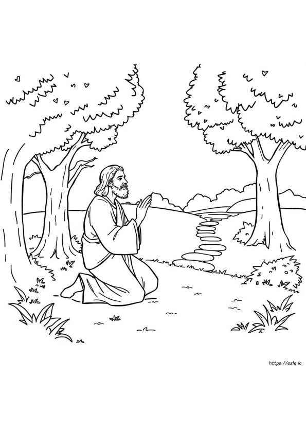 Jesus Praying At Gethsemane Coloring Page