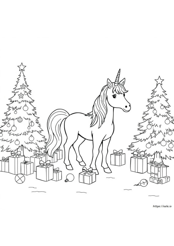 Christmas Unicorn Colouring