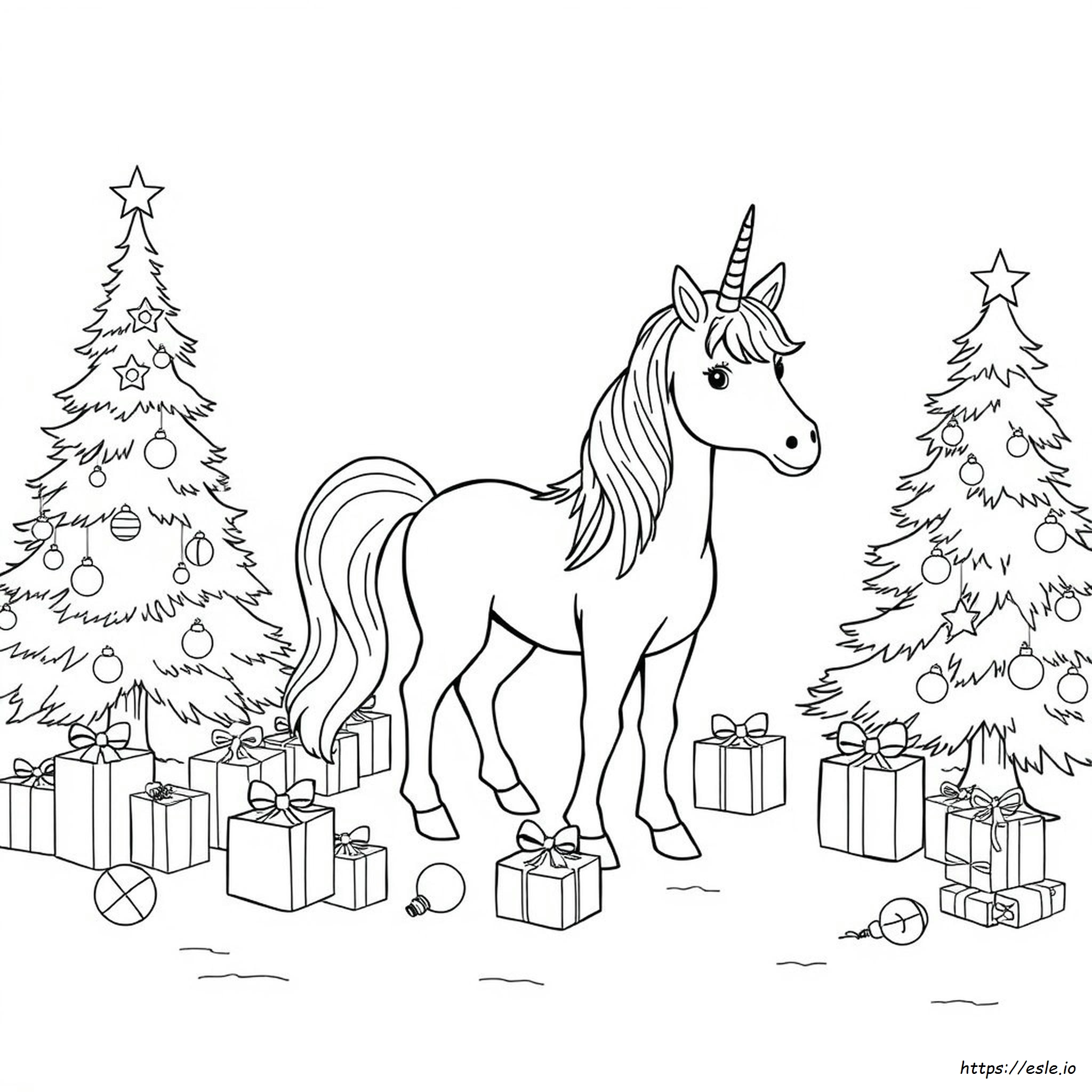Unicórnio De Natal Para Colorir - Grátis Para Imprimir